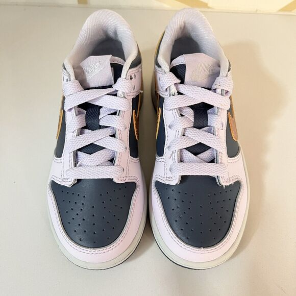NEW SZ 10.5C Nike Kids Dunk Low "Copper Swoosh" DX1663-400 Blue Violet Metallic - Picture 5 of 10